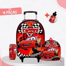 Kit Mochila Escolar Carros + Lancheira + Estojo