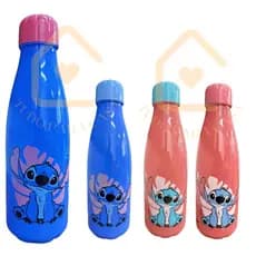 Garrafa Stitch Angel Garrafinha Disney 600ML Lancheira Escolar Infantil Passeio Academia Lembran