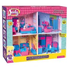 Casa Completa da Judy Com Boneca 4 Comodos Banheiro Sala Cozinha Quarto Brinquedo de Menina Infantil