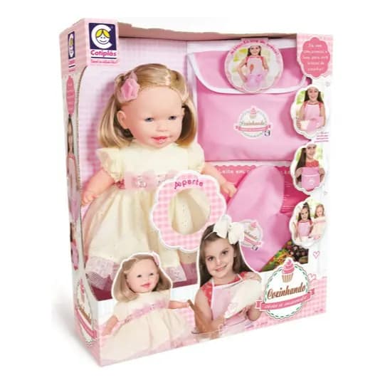 Bebe Reborn Cozinhando com A Mamãe Cotiplás Rosa