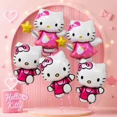 Kit 10 Balão Hello Kitty Metalizado 75cm Corpo Inteiro Rosa Festa Aniversário