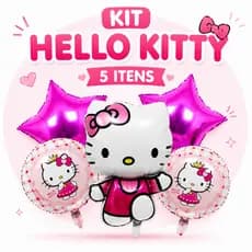 Kit Balão Hello Kitty Rosa 5 Itens Festa Aniversário Decoração Envio Imediato