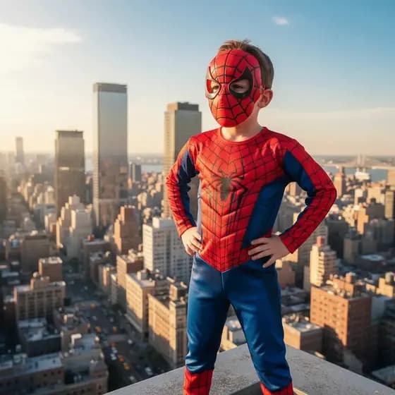 Fantasia Infantil Do Homem-Aranha Longa Com Enchimento E Mascara Plastico