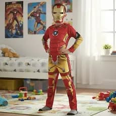 Roupa Infantil Do Homem De Ferro Menino Longa Com Enchimento E Máscara De Plástico