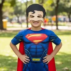 Fantasia Infantil Do Superman Curta C/ Enchimento Roupa Infantil Com Capa E Mascara De E.V.A