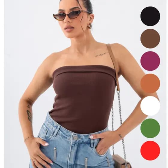 Blusa Feminina  Tomara que caia básica Canelada
