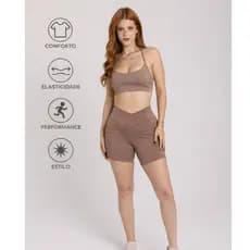 Conjunto Short com Bolso + Top  Academia Feminino Suplex Fitness Treino Corrida