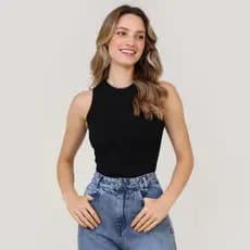 Blusa Feminina de alça Regata de Ribana Algodão