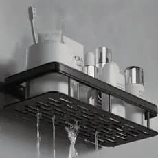 Suporte prateleira Shampoo Sabonete Banheiro Adesivo Parede Box Luxo Cor Preto