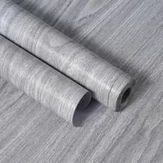 KIT Papel de parede de vinil com grãos de madeira CINZA- Autoadesivo