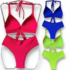 Biquíni Cintura Alta Dois Laço Bojo Forro Maravilhosa Moda Praia