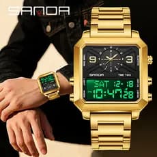 Sanda Amazon Relógio popular Contagem Regressiva Despertador display Duplo Eletrônico Esportes À Prova Dwaterproof Água