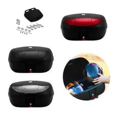 Bauleto Bau Plástico Superior 45 Litros Pro Tork Moto Universal Motocicleta Cabe 2 Capacetes