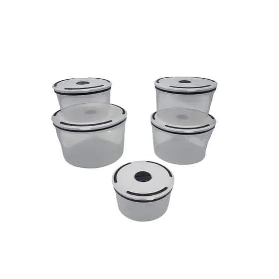 Conjunto 5 Potes Herméticos de Plástico Com Tampa