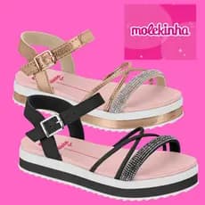 Sandalia Papete Infantil Molekinha Brilho Macia Leve Fivela