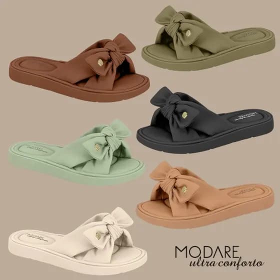 Sandália Chinelo Tamanco Feminino Modare Laço Ortopédica Slide Macia Ultraconforto 7208.10