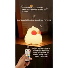 Luminária Silicone Touch Abajur Led Recarregavel Pintinho Luz Noturna Rgb Com Controle Para Presente De Aniversário