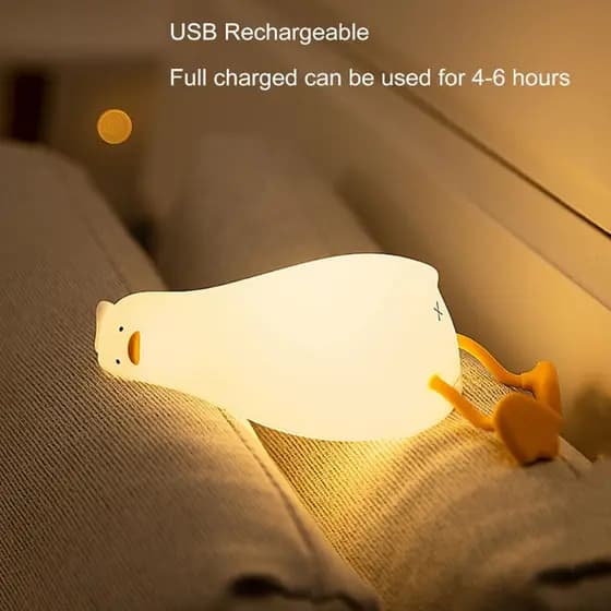 Lâmpada Led Noturna De Silicone Com Desenho De Pato Luminária De Patinho Fofo com suporte celular