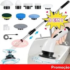 Escova De Limpeza elétrico Ajustável Janela Banheiro e Cozinha 9 em 1 Recarregável, Esfregão 3 em 1