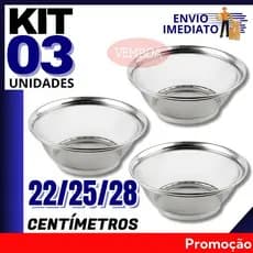 Cesta Inox Multiuso Escorredor E Armazenamento Frutas Legumes Arroz Macarrão 22 CM 28 CM