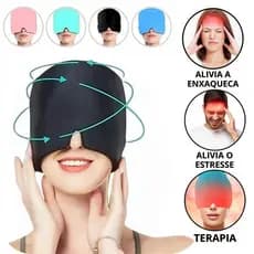 ❄️Touca Gelada para Enxaqueca + Máscara Facial Confortável: Alívio Natural da Dor!