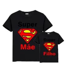 KIT CAMISETA SUPER MÃE E SUPER FILHO ALGODÃO 100%