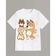 Camiseta Infantil ou Adulta Personalizada Mãe Bingo e Bluey (escrita vertical)