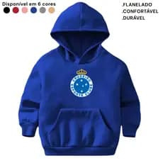 Moletom Infantil Flanelado Canguru Blusa Quentinha Casaco Cruzeiro Estampado Times