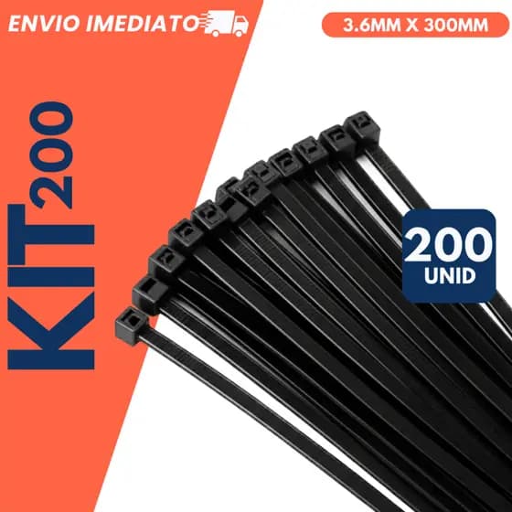 Kit 200 Enforca-gato 3,6mm x 300mm Organização de Cabos Fixação Forte e Segura de Fios