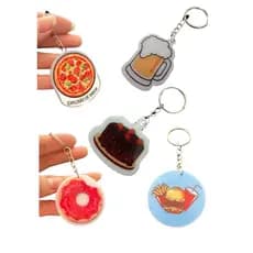 Kit de 10 Chaveiros Sublimados com temas de guloseimas