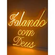 Placa de LED neon falando com Deus 70 cm de altura