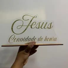 Suporte de Mesa em Acrílico - Jesus, Convidado de Honra e chaveiro