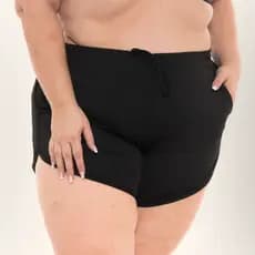 Shorts Plus Size Feminino Com Bolso Saída De Praia E Piscina