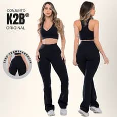 Conjunto Academia Original K2B Top Nadador e Calça Flare