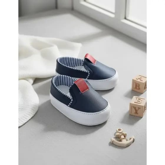 Sapatinho de bebe Menino Tênis de bebe Slip On forro Listra