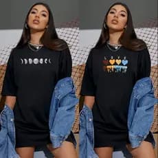 Kit 2 Blusas Femininas Lua Academia Camiseta Oversized Lua Fitness Lançamento