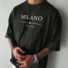 Camiseta Academia Milano Italia Blusa Masculina Preta GYM Caminhada Alta Qualidade