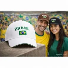 Boné Brasil Bandeira Preto Unissex Boné Feminino e Masculino Copa Hexa Ajustável Brasileira