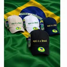 Boné do Brasil Aba Curva Bandeira Ajustável Frase Aqui é o Brasil Hexa Boné Copa do Mundo Brazil