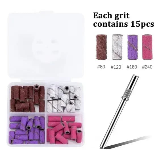 De Refils Slim + Broca Fininha Para Lixa Bits Mini Mandril Motor Elétrica 60und