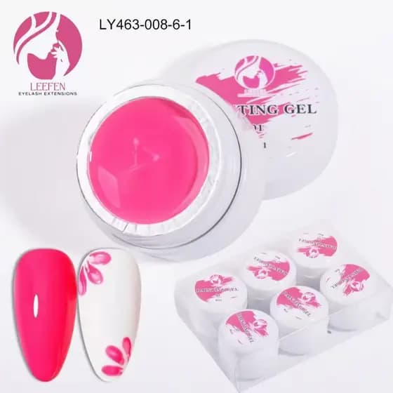 Gel LEEFEN 8ML para nail art: preto, branco e três cores primárias, com consistência mais espessa para desenhar pétalas