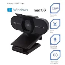 Webcam Auto Foco com Microfone integrado  USB 2.0 Plug And Play Incluindo Tampa De Privacidade