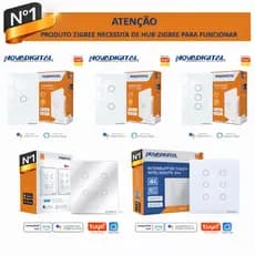 Interruptor Smart Zigbee Touch Tuya Nova Digital Smart Life Automação Residencial Modelos de 1/2/3/4/ Botões Nao é WIFI