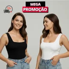 Camiseta Blusa Regata Feminina Decote Quadrado Modinha Básica Tendência