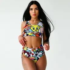 2026 novo estilo biquíni Amazon roupas transfronteiriças senhoras novo estilo padrão de desenho animado Shorts terno