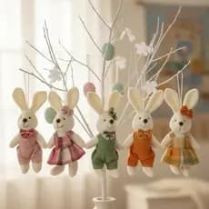 coelhos de pelúcia 10cm para decoração de Páscoa  1 casal