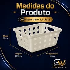 Kit Cesto Organizador 1,2 L Plástico Multiuso Pequeno Para Cozinha Banheiro Armário 18x13,5x7,5 cm