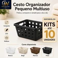 Kit Cesto Organizador Multiuso Plástico 18cm Gaveta Cozinha Banheiro lavanderia cores modernas