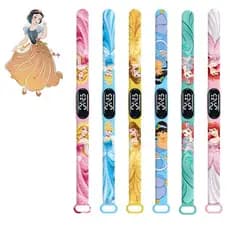 Relógio eletrônico LED infantil da série Princess/relógio Digital impresso/relógio esportivo à prova d'água