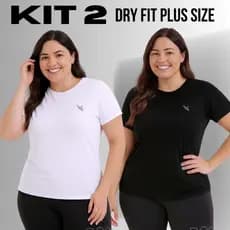 Kit 2 Camiseta Dry Fit Plus Size Blusa Feminina Treino Academia G1 G2